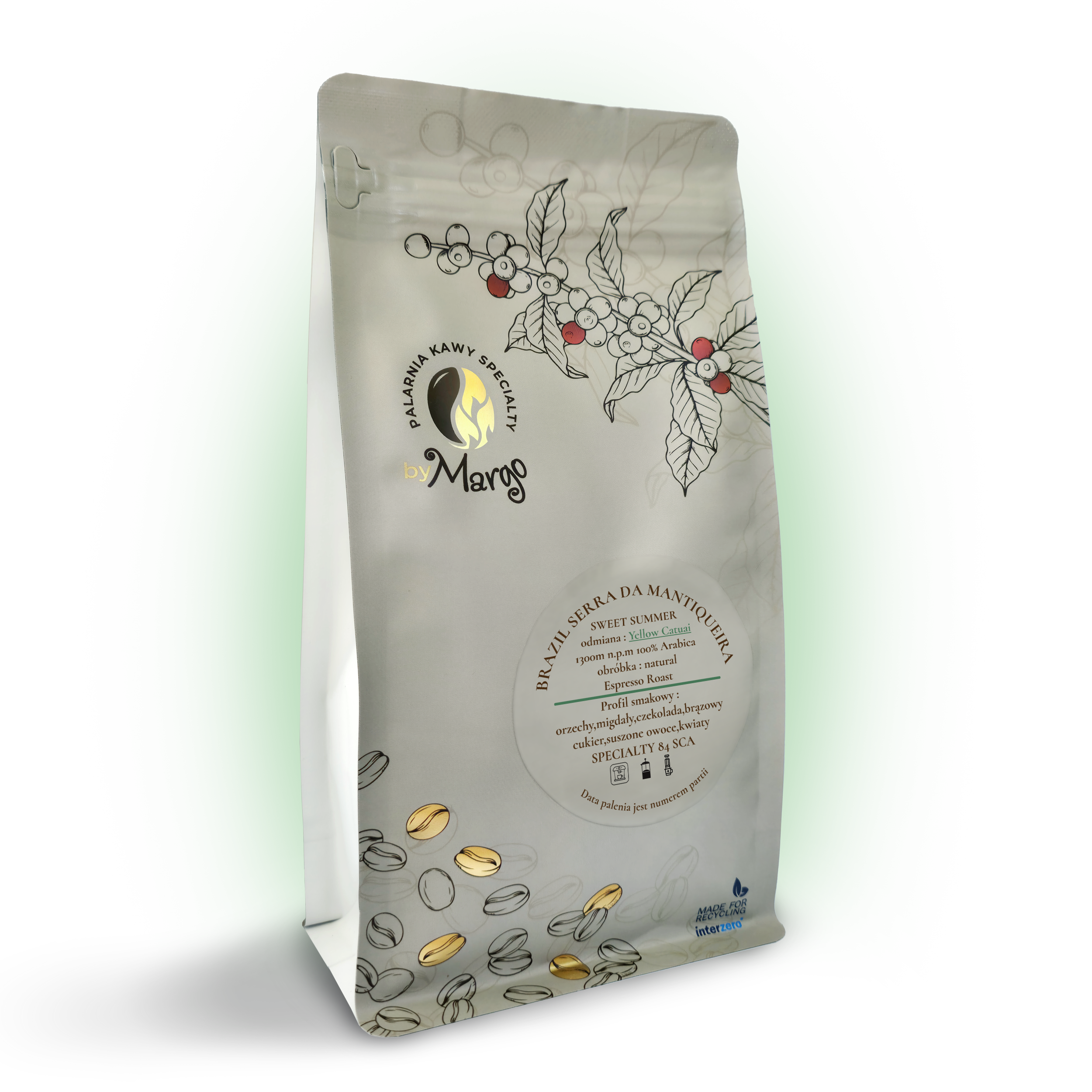 Kawa ziarnista,Arabica,opakowanie kawy ziarnistej,Brazilia Yellow Catuai
