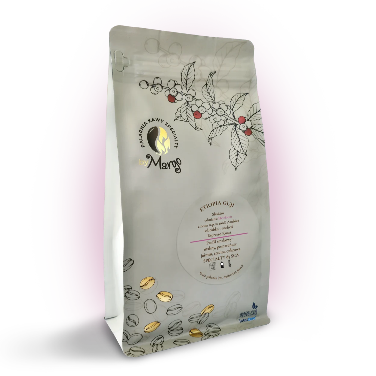 byMargo-250g-fioletowa-1 Kawa ziarnista,Arabica,opakowanie kawy ziarnistej,Etiopia Guji Shakiso